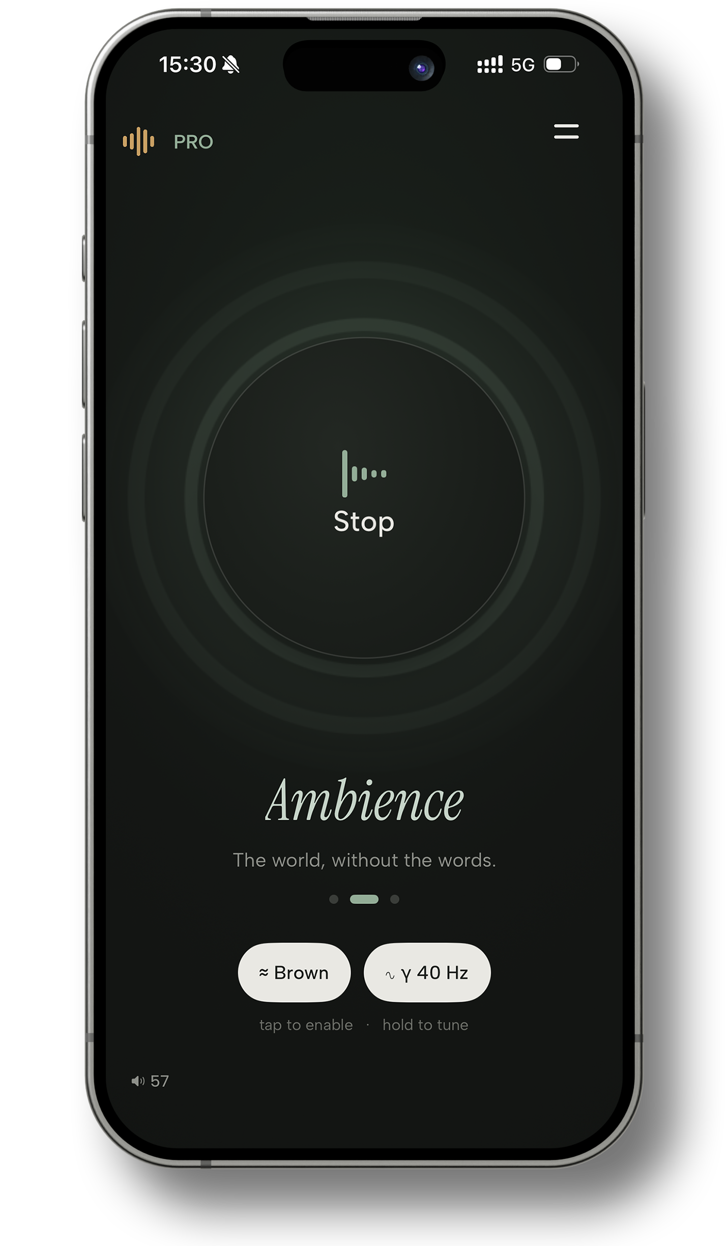 clir Focus on iPhone — an Ambience sound environment running